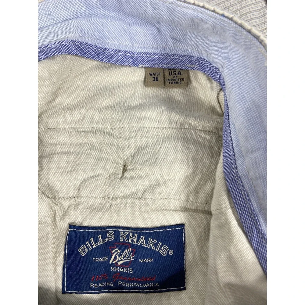 Bills Khakis Pants Mens 36x31 Gray Seersucker Pleated Front  Cotton Stipend New